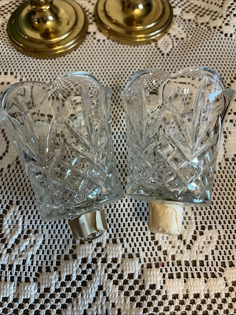 Vintage clear glass votive cups set of 2 Homco